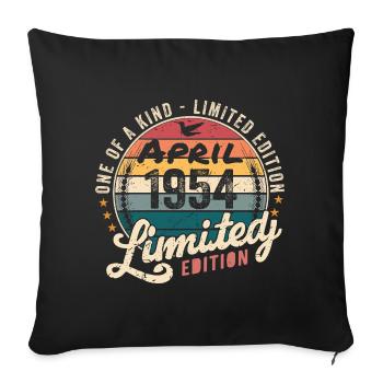 April 1954 Vintage Birthday April 1954 - Sofa pillowcase 17,3'' x 17,3'' (45 x 45 cm) - black - Front