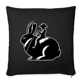 Rabbit Rider (nur Motiv - mit Kontur, 3-farbig) - Sofakissenbezug 45 x 45 cm - Schwarz - Vorne