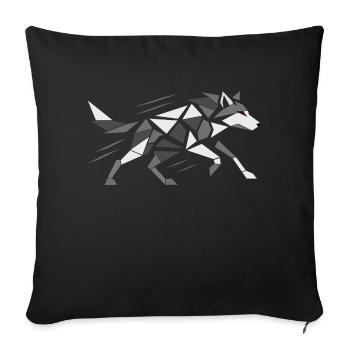 T-shirt loup géométrique | Design Brutalis - Housse de coussin décorative 45 x 45 cm - noir - Devant