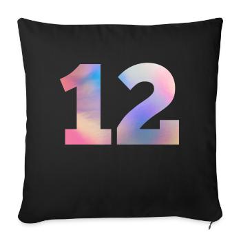 Numéro 12 coloré - Housse de coussin décorative 45 x 45 cm - noir - Devant