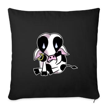 Sad cow - Sofa pillowcase 17,3'' x 17,3'' (45 x 45 cm) - black - Front