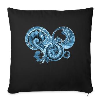 Ornement bleu - Housse de coussin décorative 45 x 45 cm - noir - Devant