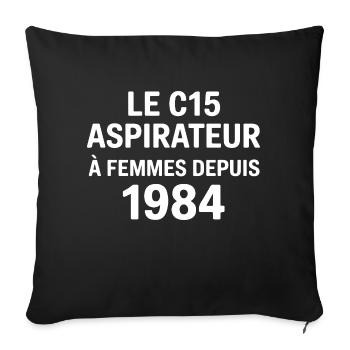 Le c15 aspirateur à femmes cadeau c15 du seigneur - Housse de coussin décorative 45 x 45 cm - noir - Devant