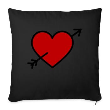 Symbole de coeur Flèche - Housse de coussin décorative 45 x 45 cm - noir - Devant
