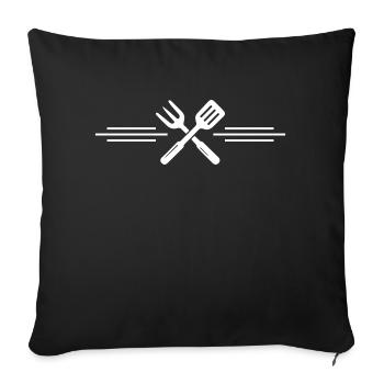 Grill Cutlery Grilling Icon - Sofa pillowcase 17,3'' x 17,3'' (45 x 45 cm) - black - Front