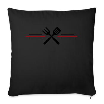 Grill Cutlery Grilling Icon - Sofa pillowcase 17,3'' x 17,3'' (45 x 45 cm) - black - Front