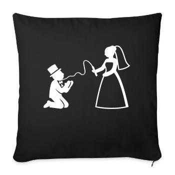 Jeunes mariés Couple marié Whip Mariage - Housse de coussin décorative 45 x 45 cm - noir - Devant