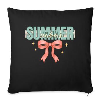 Summer vibe pink Bow png | Summer coquette bow - Sofa pillowcase 17,3'' x 17,3'' (45 x 45 cm) - black - Front