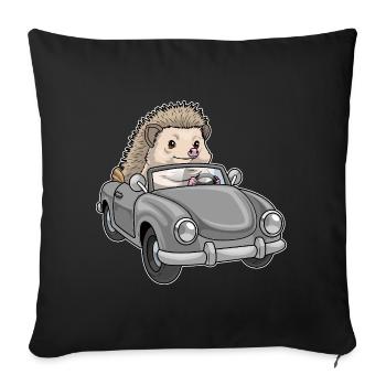 Hedgehog Car - Sofa pillowcase 17,3'' x 17,3'' (45 x 45 cm) - black - Front