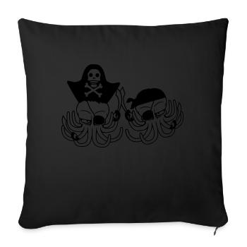Deux Octopus Pirate Voilier Équipage Capitaine 2 Boucaniers - Housse de coussin décorative 45 x 45 cm - noir - Devant
