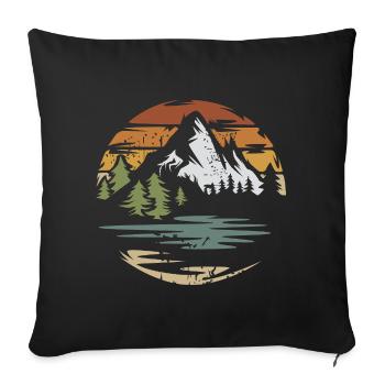 Paysage de montagne vintage – Nature & Adventure Design - Housse de coussin décorative 45 x 45 cm - noir - Devant