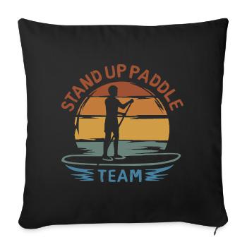 Logo SUP vintage - Paddle Water Sports Club - Housse de coussin décorative 45 x 45 cm - noir - Devant