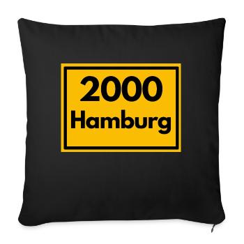 Ortsschild - damals Retro urban PLZ 2000 Hamburg - Sofakissenbezug 45 x 45 cm - Schwarz - Vorne