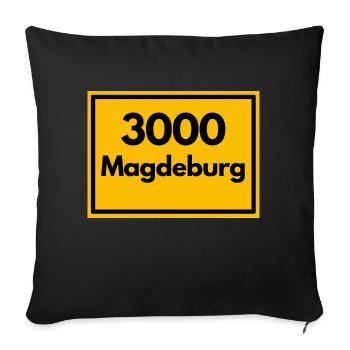 Place sign - then retro old zip code 3000 Magdeburg - Sofa pillowcase 17,3'' x 17,3'' (45 x 45 cm) - black - Front