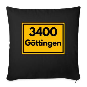 Ortsschild - damals Retro alte PLZ 3400 GÖTTINGEN - Sofakissenbezug 45 x 45 cm - Schwarz - Vorne