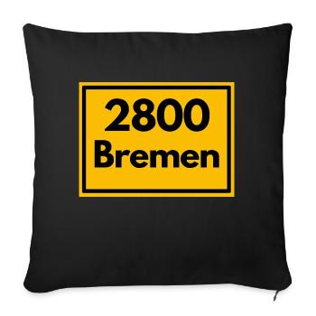 Place sign - then retro old zip code 2800 BREMEN - Sofa pillowcase 17,3'' x 17,3'' (45 x 45 cm) - black - Front