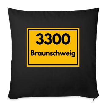 Town sign - then old zip code 3300 BRAUNSCHWEIG - Sofa pillowcase 17,3'' x 17,3'' (45 x 45 cm) - black - Front