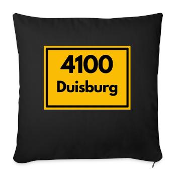 Place sign - then retro old zip code 4100 DUISBURG - Sofa pillowcase 17,3'' x 17,3'' (45 x 45 cm) - black - Front