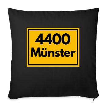 Town sign - then retro old zip code 4400 MÜNSTER - Sofa pillowcase 17,3'' x 17,3'' (45 x 45 cm) - black - Front