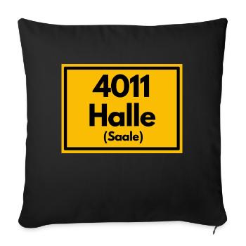 Place sign - then retro old zip code 4011 HALLE - Sofa pillowcase 17,3'' x 17,3'' (45 x 45 cm) - black - Front