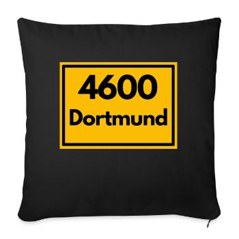 Town sign - then retro old zip code DORTMUND - Sofa pillowcase 17,3'' x 17,3'' (45 x 45 cm) - black - Front