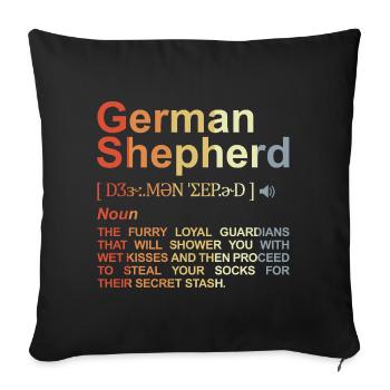 German Shepherd Dictionary - Sofa pillowcase 17,3'' x 17,3'' (45 x 45 cm) - black - Front