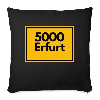 Ortsschild - damals Retro alte PLZ 5000 ERFURT - Sofakissenbezug 45 x 45 cm - Schwarz - Vorne