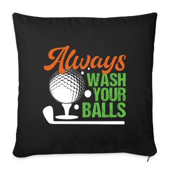 Golf - Lavez toujours vos balles - Housse de coussin décorative 45 x 45 cm - noir - Devant