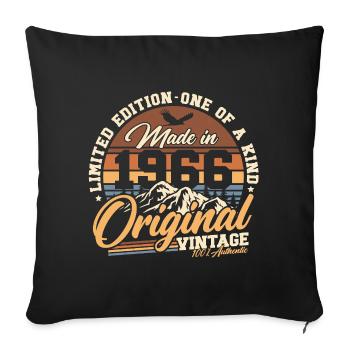 1966 Vintage Vintage Rétro Cadeau d’anniversaire - Housse de coussin décorative 45 x 45 cm - noir - Devant