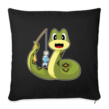 Pêche au poisson pêcheur serpent - Housse de coussin décorative 45 x 45 cm - noir - Devant