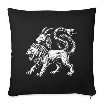 Chimera - Mythical Lion and Serpent Emblem - Sofa pillowcase 17,3'' x 17,3'' (45 x 45 cm) - black - Front