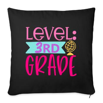 3e année débloquée – Retour à l’école - Housse de coussin décorative 45 x 45 cm - noir - Devant
