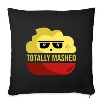 Totalement écrasé drôle jeu de mots dessin animé de pomme de terre - Housse de coussin décorative 45 x 45 cm - noir - Devant