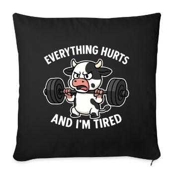 Angry Cow Lifting Weights Illustration - Sofa pillowcase 17,3'' x 17,3'' (45 x 45 cm) - black - Front
