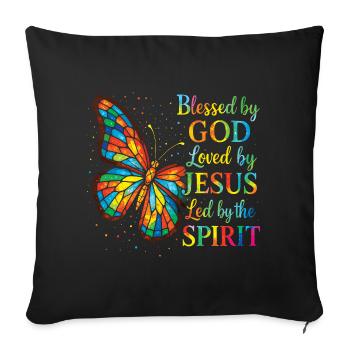 Geliebt von Jesus Christlicher Schmetterling - Sofakissenbezug 45 x 45 cm - Schwarz - Vorne