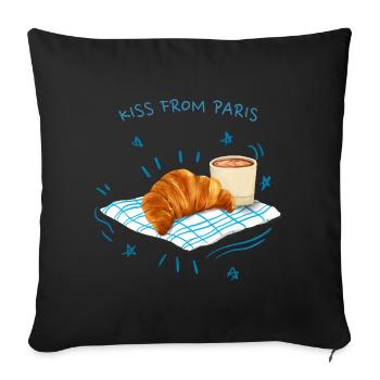 Kiss From PAris Croissant Petit Déjeuner - Housse de coussin décorative 45 x 45 cm - noir - Devant