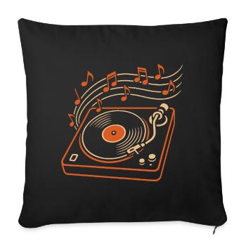 Tourne-disque vinyle pour les mélomanes - Housse de coussin décorative 45 x 45 cm - noir - Devant