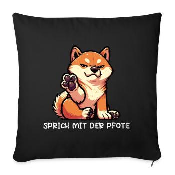 Talk to the Paw Shiba Inu Shiba Owner - Sofa pillowcase 17,3'' x 17,3'' (45 x 45 cm) - black - Front