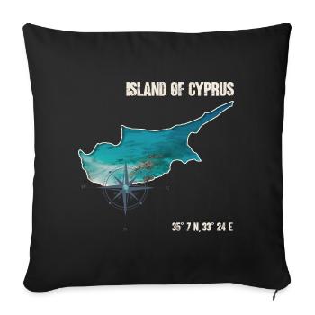 Conception de boussole de contour de Chypre - Housse de coussin décorative 45 x 45 cm - noir - Devant