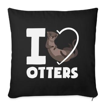 Seeotter Cartoon Herz - Sofakissenbezug 45 x 45 cm - Schwarz - Vorne