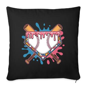 Baseball Homeplate with Batter and Colorful Splash - Sofa pillowcase 17,3'' x 17,3'' (45 x 45 cm) - black - Front