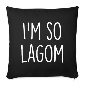 Lagom Sverige Suède - Housse de coussin décorative 45 x 45 cm - noir - Devant