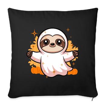 Cute Sloth Ghost Costume with Pumpkins - Sofa pillowcase 17,3'' x 17,3'' (45 x 45 cm) - black - Front