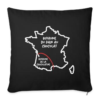 Pain au chocolat ou chocolatine drôle carte France - Housse de coussin décorative 45 x 45 cm - noir - Devant