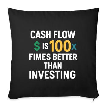 Flux de trésorerie 100 fois meilleur que l’investissement, les affaires - Housse de coussin décorative 45 x 45 cm - noir - Devant