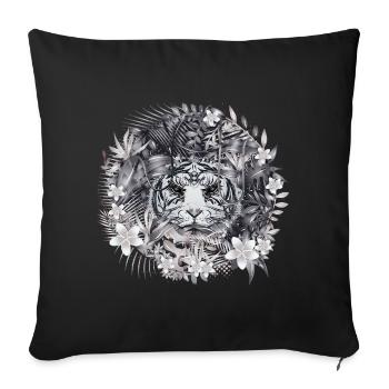 Majestic White Tiger – Mystic Jungle - Sofa pillowcase 17,3'' x 17,3'' (45 x 45 cm) - black - Front