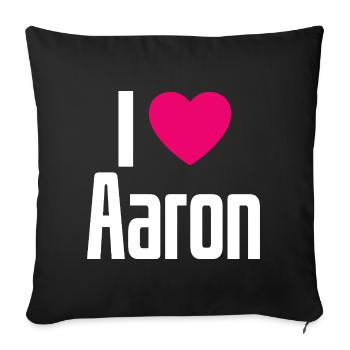 I Love Aaron Pinkes Herz Ich liebe Aaron - Sofakissenbezug 45 x 45 cm - Schwarz - Vorne
