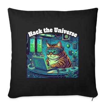 Hackerkatze im Universum - Sofakissenbezug 45 x 45 cm - Schwarz - Vorne