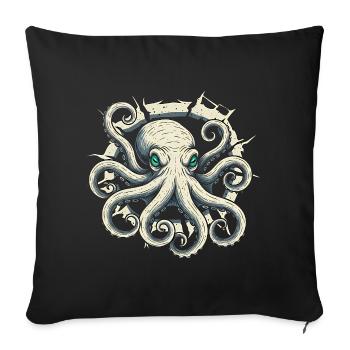 Octopus peeking out of crack - octopus tentacle - Sofa pillowcase 17,3'' x 17,3'' (45 x 45 cm) - black - Front