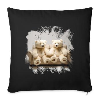 Cuddly Bears on the Sofa Duo - Sofa pillowcase 17,3'' x 17,3'' (45 x 45 cm) - black - Front